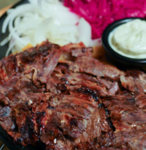 رز مع شاورما لحمة