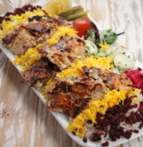 رز مع شاورما دجاج